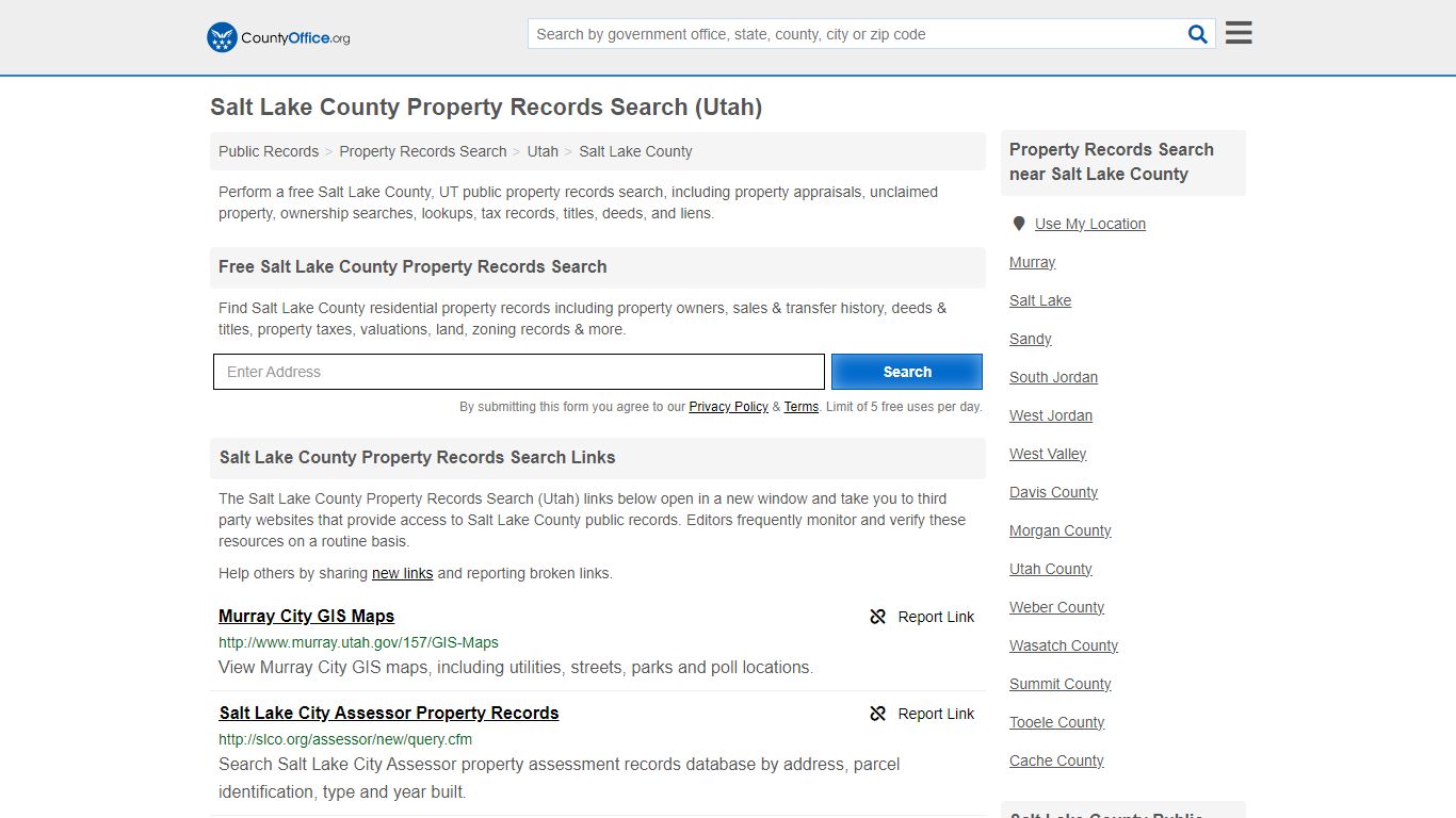 Salt Lake County Property Records Search (Utah) - County Office